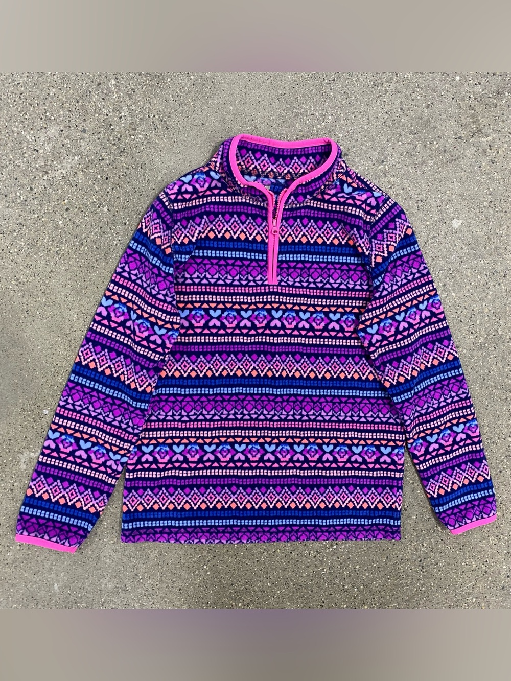 Soft & Comfortable Girly OshKosh 1/4 Zip Fleece Pullover size 14